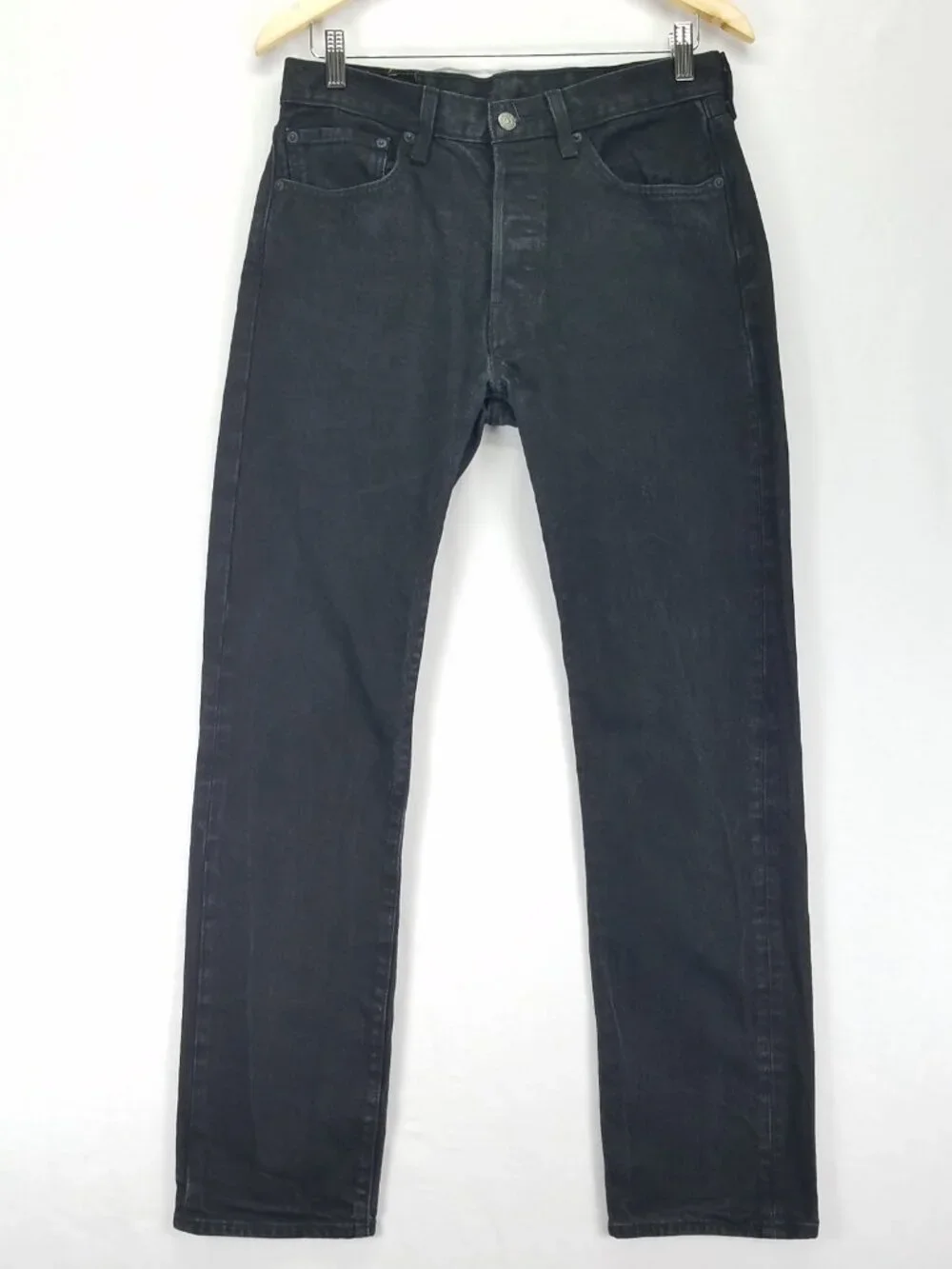 Levi's 501 Jeans Men Sz 31x30.5 Black Button Fly Straight Leg Denim Regular Fit